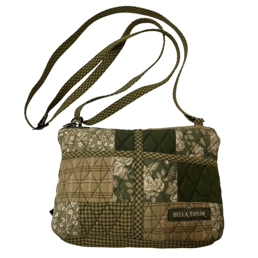 Bella Taylor Heirloom Rose Patchwork Essentials Wallet Crossbody Quilted Green